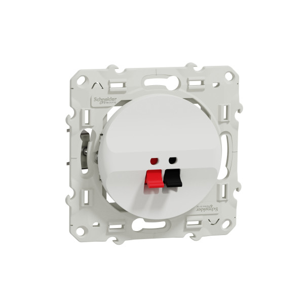 Prise haut-parleur blanche Schneider Odace 1 sortie fixation par vis