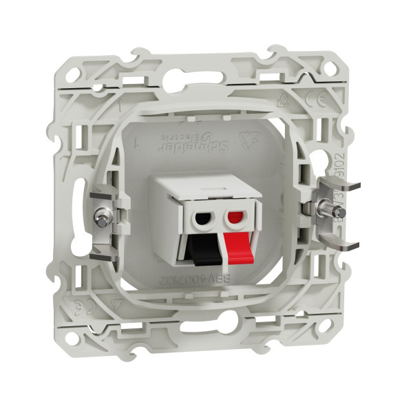 Prise haut-parleur blanche Schneider Odace 1 sortie fixation par vis