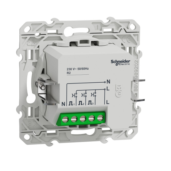 Sonnette électronique blanche Schneider Odace 5 tonalités 230V fixation à vis