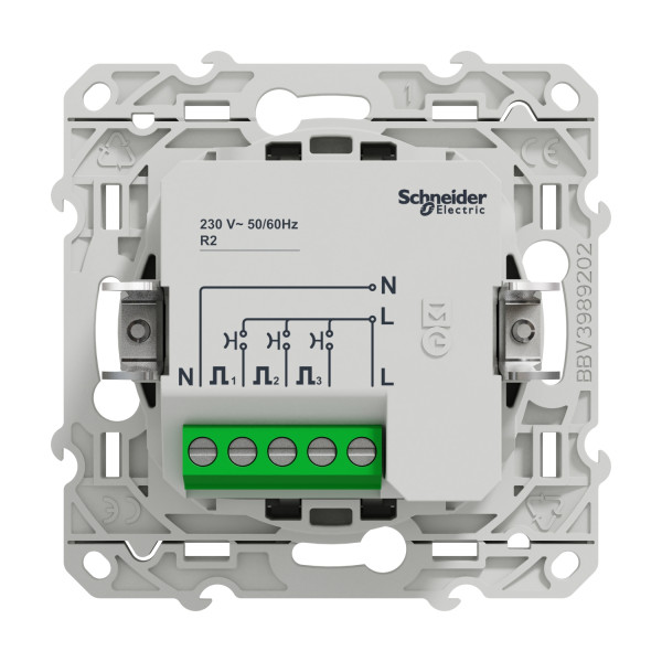 Sonnette électronique blanche Schneider Odace 5 tonalités 230V fixation à vis