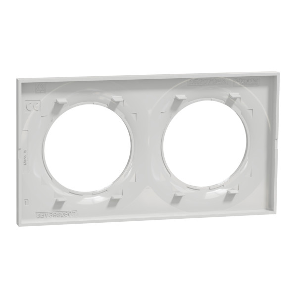 Plaque grise Schneider Odace Styl 2 postes entraxe 71mm horizontal ou vertical