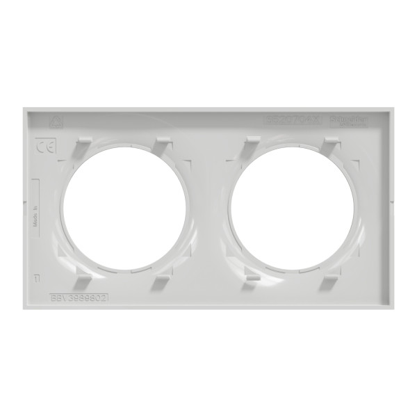 Plaque grise Schneider Odace Styl 2 postes entraxe 71mm horizontal ou vertical