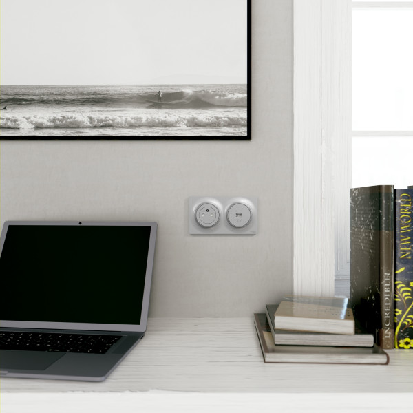 Plaque sable Schneider Odace Styl 2 postes entraxe 71mm horizontal ou vertical