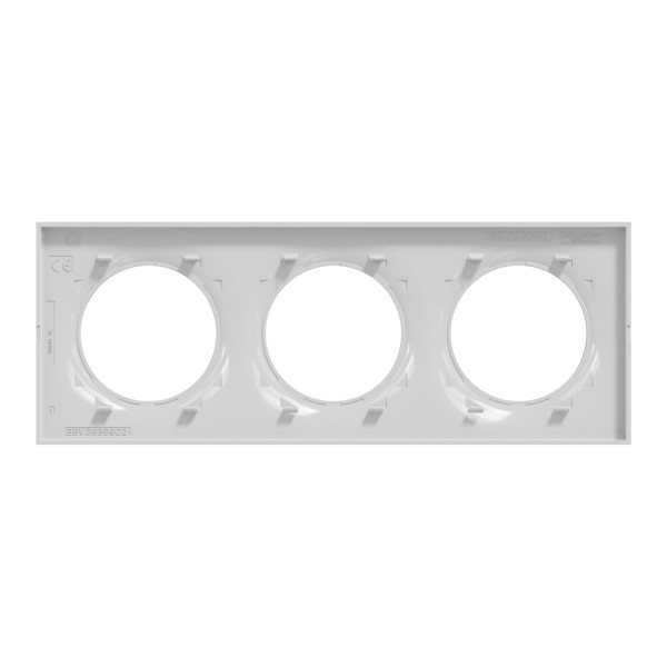 Plaque grise Schneider Odace Styl 3 postes entraxe 71mm horizontal ou vertical