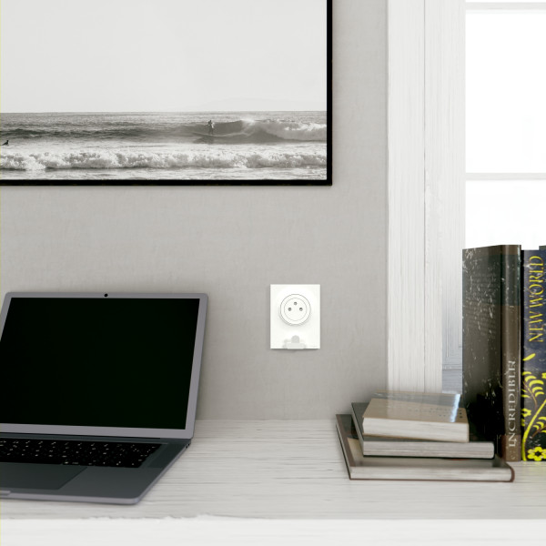 Plaque blanche avec pince multi-usage Schneider Odace Styl Pratic 1 poste