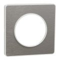 Plaque Odace Touch Schneider Aluminium Brossé avec Liseré Blanc – 1 Poste