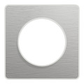 Plaque aluminium brossé avec liseré blanc Schneider Odace Touch 1 poste