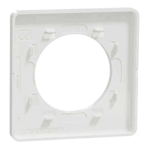 Plaque aluminium brossé avec liseré blanc Schneider Odace Touch 1 poste