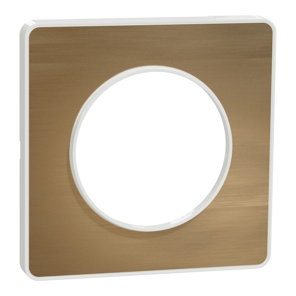 Plaque Odace Touch Schneider Bronze Brossé avec Liseré Blanc – 1 Poste