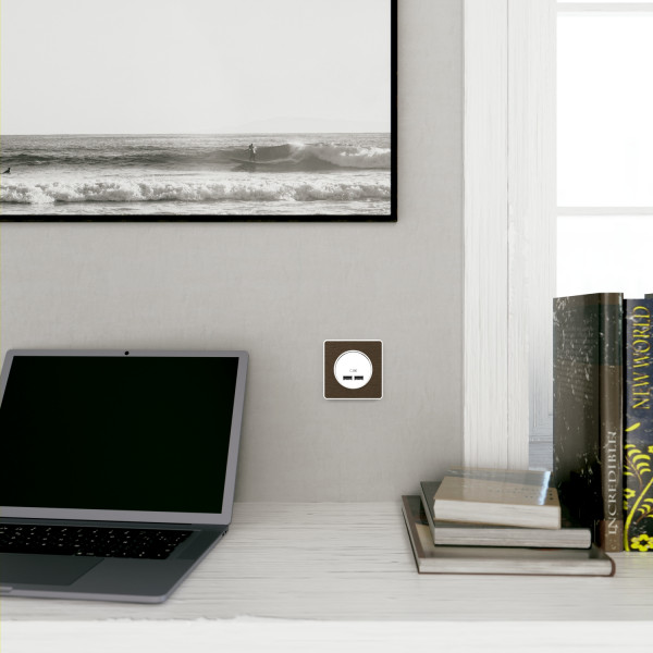 Plaque Odace Touch Schneider Bronze Brossé avec Liseré blanc – 1 Poste