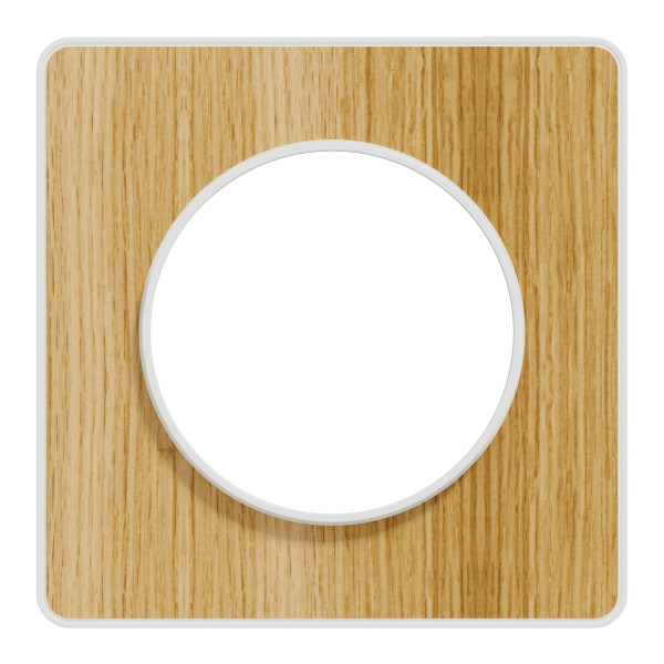 Plaque bois naturelle avec liseré blanc Schneider Odace Touch 1 poste