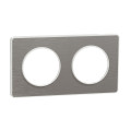 Plaque Aluminium Brossé avec Liseré Blanc 2 Postes Odace Touch Schneider – Montage Horizontal ou Vertical – Entraxe 71 mm