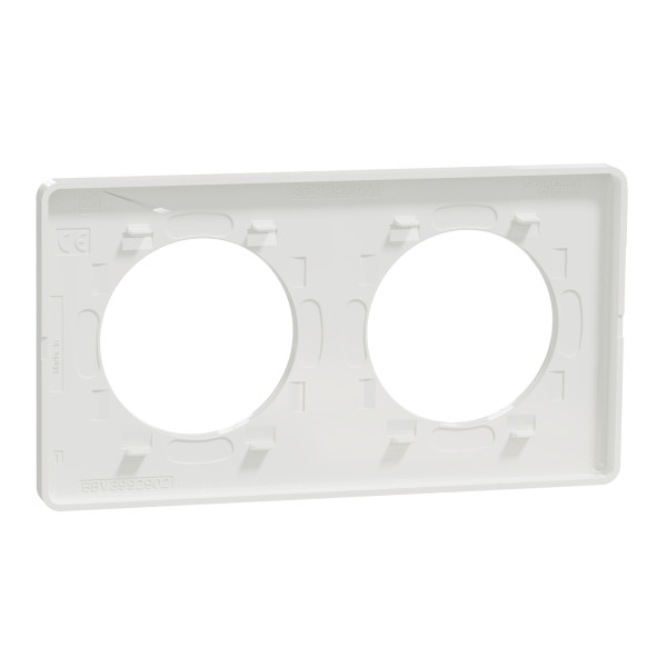Plaque aluminium brossé avec liseré blanc Schneider Odace Touch 2 postes entraxe 71mm