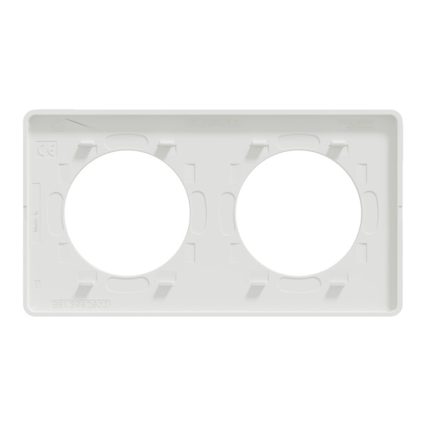 Plaque aluminium brossé avec liseré blanc Schneider Odace Touch 2 postes entraxe 71mm