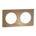 Plaque bronze brossé avec liseré blanc Schneider Odace Touch 2 postes entraxe 71mm