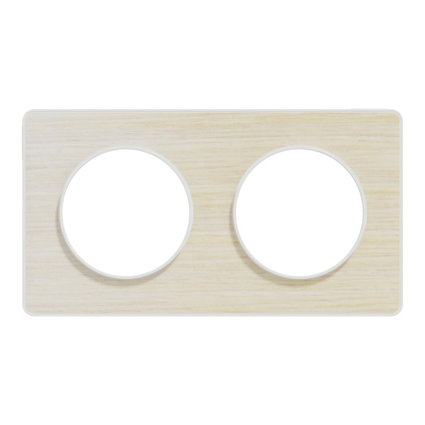 Plaque bois nordique liseré blanc Schneider Odace Touch 2 postes entraxe 71mm