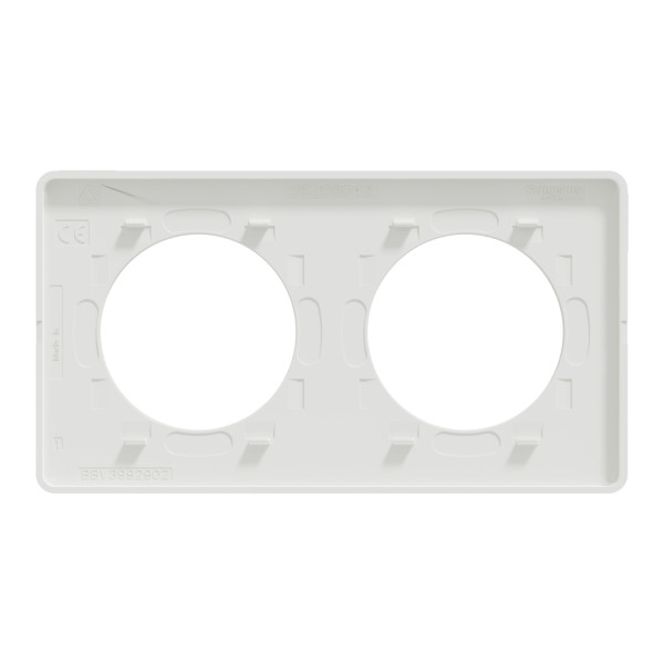 Plaque bois nordique liseré blanc Schneider Odace Touch 2 postes entraxe 71mm
