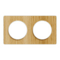 Plaque bois naturelle avec liseré blanc Schneider Odace Touch 2 postes entraxe 71mm