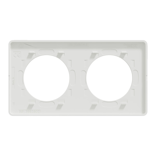 Plaque bois naturelle avec liseré blanc Schneider Odace Touch 2 postes entraxe 71mm