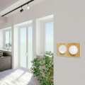 Plaque bois naturelle avec liseré blanc Schneider Odace Touch 2 postes entraxe 71mm