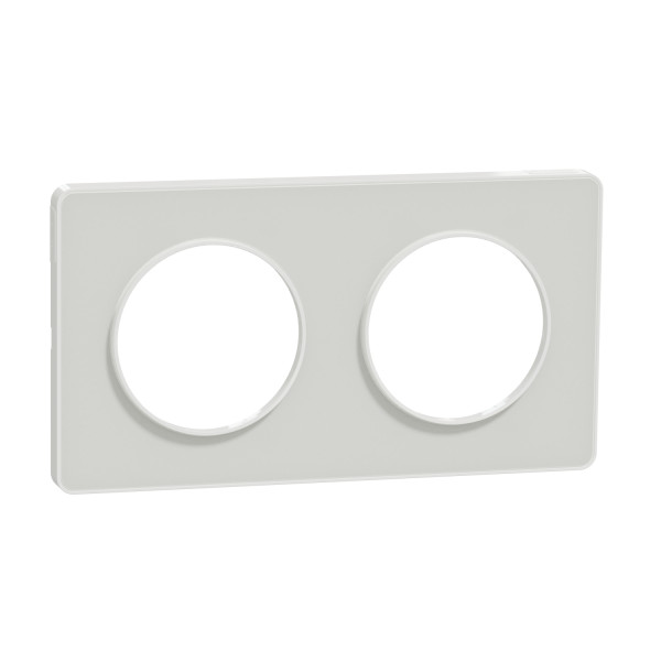 Plaque translucide blanc Schneider Odace Touch 2 postes entraxe 71mm