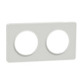 Plaque translucide blanc Schneider Odace Touch 2 postes entraxe 71mm