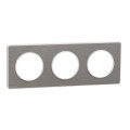 Plaque aluminium brossé liseré blanc Schneider Odace Touch 3 postes entraxe 71mm