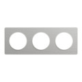 Plaque aluminium brossé liseré blanc Schneider Odace Touch 3 postes entraxe 71mm