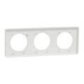 Plaque aluminium brossé liseré blanc Schneider Odace Touch 3 postes entraxe 71mm