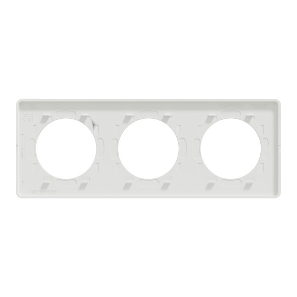 Plaque aluminium brossé liseré blanc Schneider Odace Touch 3 postes entraxe 71mm