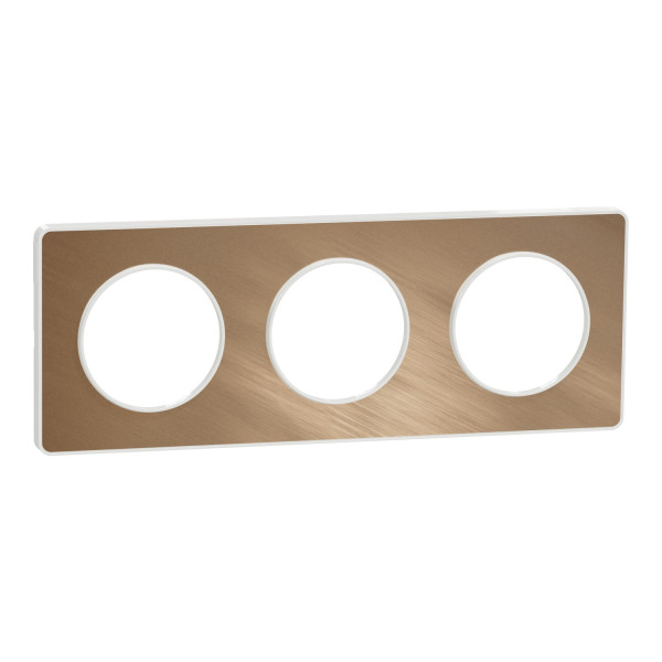 Plaque bronze brossé liseré blanc Schneider Odace Touch 3 postes entraxe 71mm