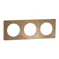 Plaque bronze brossé liseré blanc Schneider Odace Touch 3 postes entraxe 71mm