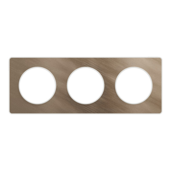 Plaque bronze brossé liseré blanc Schneider Odace Touch 3 postes entraxe 71mm