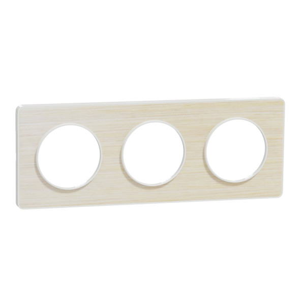 Plaque bois nordique liseré blanc Schneider Odace Touch 3 postes entraxe 71mm
