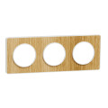 Plaque bois naturel avec liseré blanc Schneider Odace Touch 3 postes entraxe 71mm