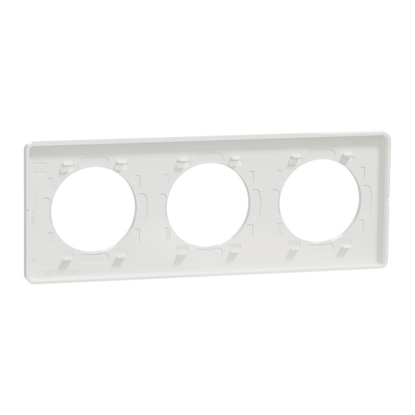 Plaque bois naturel avec liseré blanc Schneider Odace Touch 3 postes entraxe 71mm