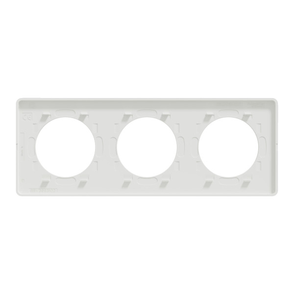 Plaque bois naturel avec liseré blanc Schneider Odace Touch 3 postes entraxe 71mm