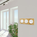 Plaque bois naturel avec liseré blanc Schneider Odace Touch 3 postes entraxe 71mm