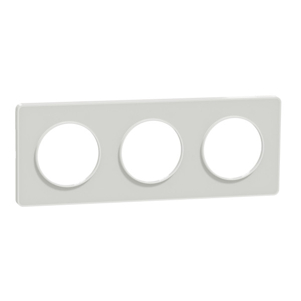 Plaque translucide blanc Schneider Odace Touch 3 postes entraxe 71mm