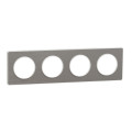Plaque aluminium brossé liseré blanc Schneider Odace Touch 4 postes entraxe 71mm
