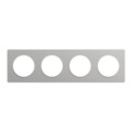 Plaque aluminium brossé liseré blanc Schneider Odace Touch 4 postes entraxe 71mm