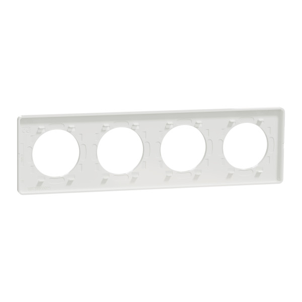Plaque aluminium brossé liseré blanc Schneider Odace Touch 4 postes entraxe 71mm