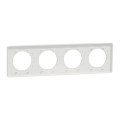 Plaque aluminium brossé liseré blanc Schneider Odace Touch 4 postes entraxe 71mm