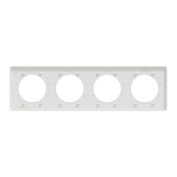 Plaque aluminium brossé liseré blanc Schneider Odace Touch 4 postes entraxe 71mm