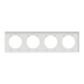 Plaque aluminium brossé liseré blanc Schneider Odace Touch 4 postes entraxe 71mm
