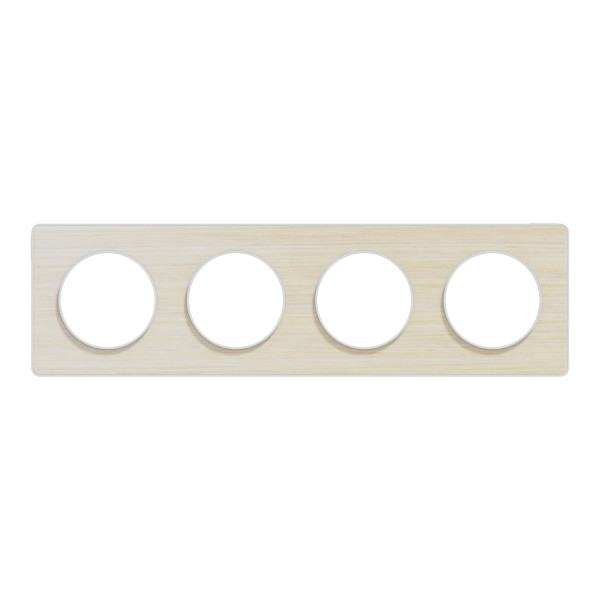 Plaque bois nordique liseré blanc Schneider Odace Touch 4 postes entraxe 71mm