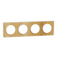 Plaque bois naturel liseré blanc Schneider Odace Touch 4 postes entraxe 71mm