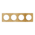 Plaque bois naturel liseré blanc Schneider Odace Touch 4 postes entraxe 71mm