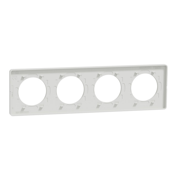 Plaque bois naturel liseré blanc Schneider Odace Touch 4 postes entraxe 71mm