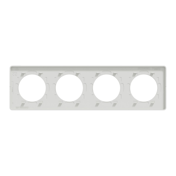 Plaque bois naturel liseré blanc Schneider Odace Touch 4 postes entraxe 71mm